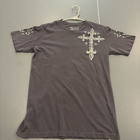 ‼️🔥CRAZY Y2K ARCHAIC AFFLICTION Grey Affliction T-shirt with bold design! 🔥‼️ - Picture 2 of 6